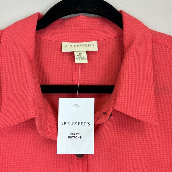 Appleseeds Pink Button Down Dress Cinch Waist Pockets Size 16 NEW - Picture 3 of 6